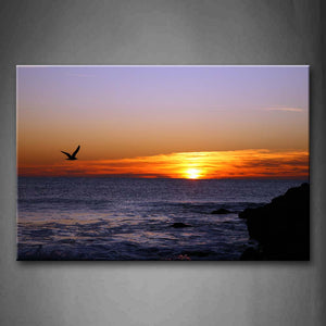 Seagull Fly Over Sea At Sunset Beach Wall Art Painting Pictures Print On Canvas Seascape The Picture For Home Modern Decoration 