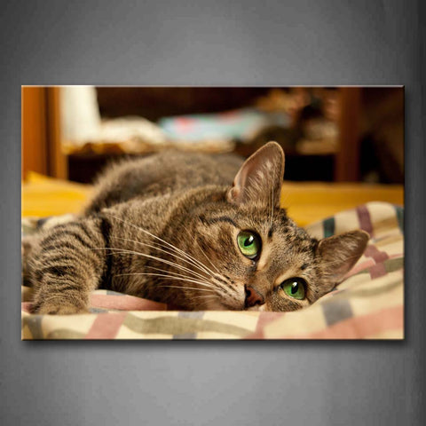 Gray Cat Lie On Blanket Wall Art Painting The Picture Print On Canvas Animal Pictures For Home Decor Decoration Gift 