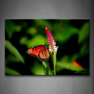 Butterfly Crawl On Pink Flower Wall Art Painting Pictures Print On Canvas Animal The Picture For Home Modern Decoration 