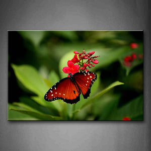 Butterfly Crawl On Red Flower Wall Art Painting The Picture Print On Canvas Animal Pictures For Home Decor Decoration Gift 