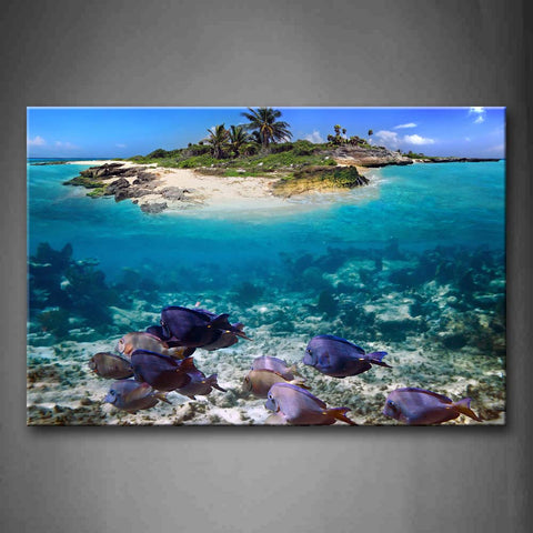 Island Palm The Bottom Of Sea Purple Fish Wall Art Painting The Picture Print On Canvas Animal Pictures For Home Decor Decoration Gift 