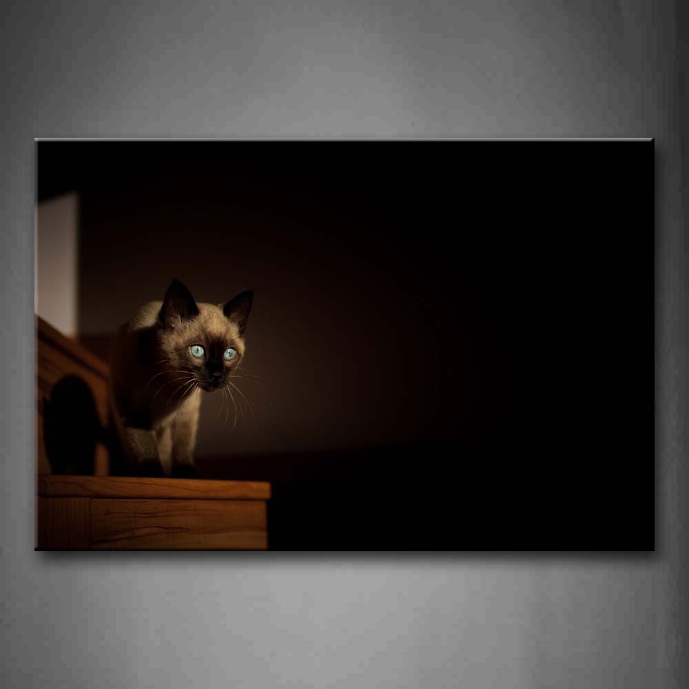 Cat Stand On Wood At Night Wall Art Painting Pictures Print On Canvas Animal The Picture For Home Modern Decoration 