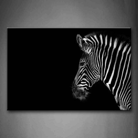 Black And White Portrait Of Zebra  Head Black Background Wall Art Painting Pictures Print On Canvas Animal The Picture For Home Modern Decoration 