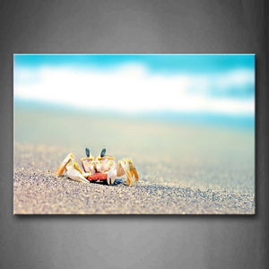 Yellow Crab Crawl On Sand Land Blue Sky Wall Art Painting The Picture Print On Canvas Animal Pictures For Home Decor Decoration Gift 