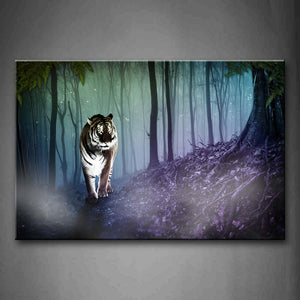 Artistic A Tiger Walk In Forest Wall Art Painting Pictures Print On Canvas Animal The Picture For Home Modern Decoration 