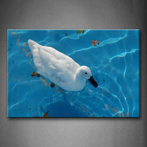 Duck Swimming On Blue Water Fallen Leafs Wall Art Painting The Picture Print On Canvas Animal Pictures For Home Decor Decoration Gift 