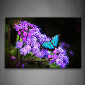 Blue Butterfly Stop On Purple Flower Wall Art Painting The Picture Print On Canvas Animal Pictures For Home Decor Decoration Gift 