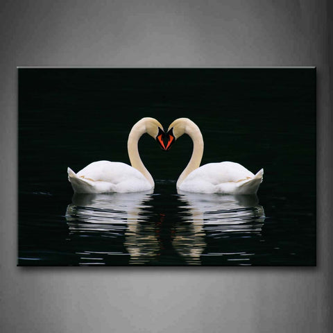 Two Seans Swimming On Water Make Up A Heart Wall Art Painting Pictures Print On Canvas Animal The Picture For Home Modern Decoration 