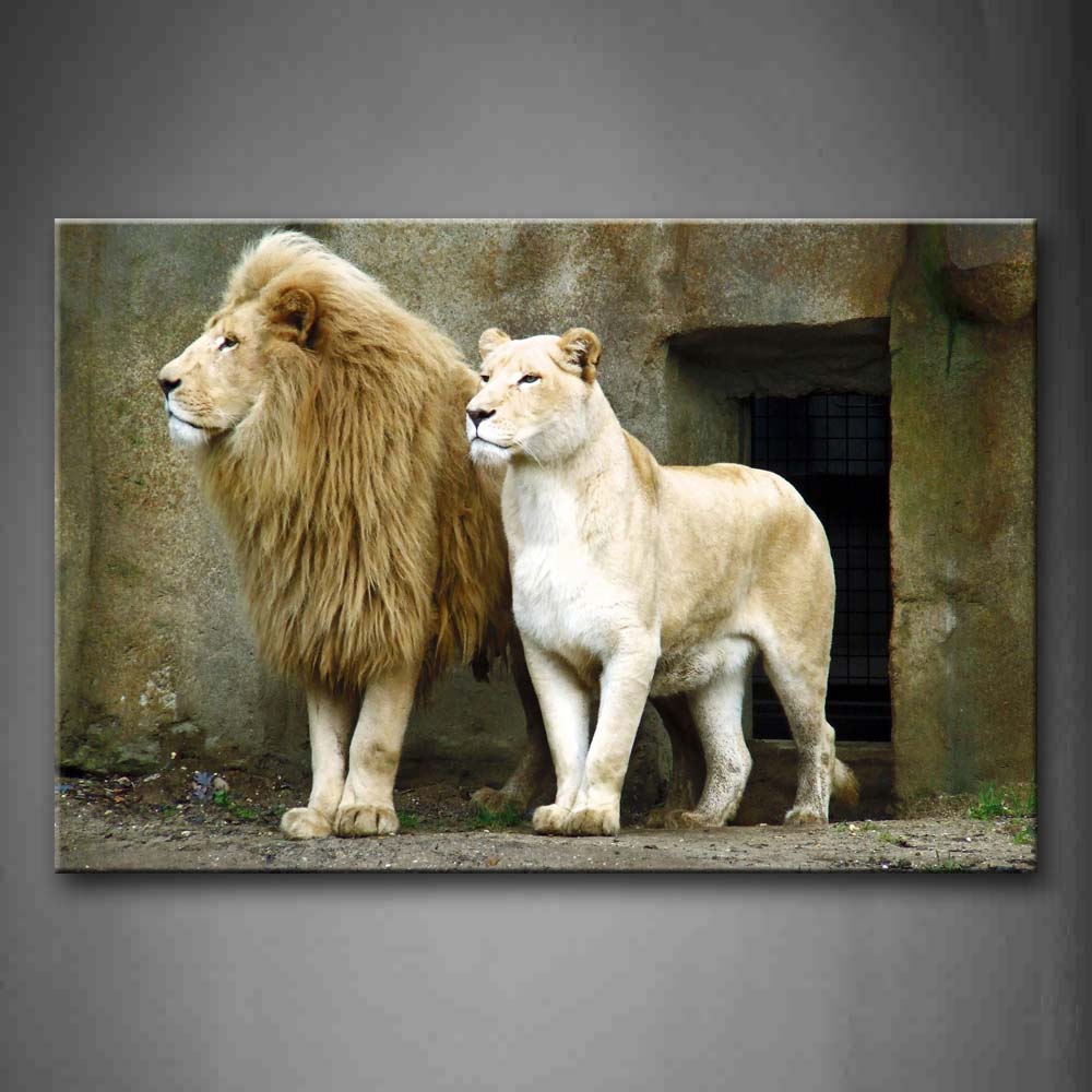 Pair Of Lions Stand Out Home Wall Art Painting The Picture Print On Canvas Animal Pictures For Home Decor Decoration Gift 