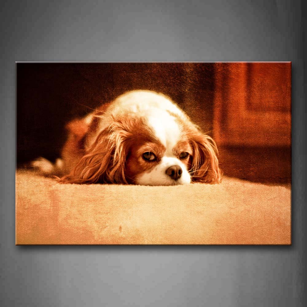 Dog Lie On Yellow Blanket Wall Art Painting Pictures Print On Canvas Animal The Picture For Home Modern Decoration 