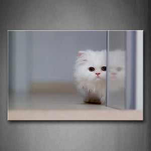 White Cat Hide In Doorway Modern Wall Art Painting The Picture Print On Canvas Animal Pictures For Home Decor Decoration Gift 