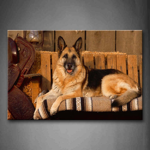 German Shepherd Lie On Chair In Stable Wall Art Painting The Picture Print On Canvas Animal Pictures For Home Decor Decoration Gift 