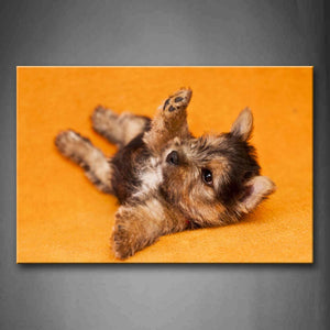 Yellow Orange Small Dog Lie On Orange Blanket Wall Art Painting The Picture Print On Canvas Animal Pictures For Home Decor Decoration Gift 