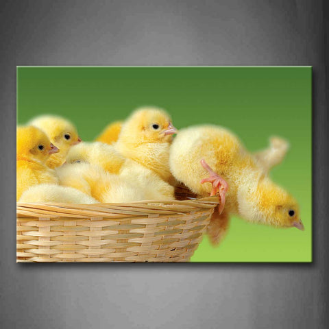 Many Chicken Cubs In Basket  Wall Art Painting Pictures Print On Canvas Animal The Picture For Home Modern Decoration 