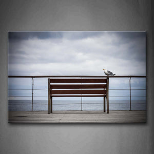 Seagull Stop On Bench Near Sea Fence Wall Art Painting Pictures Print On Canvas Animal The Picture For Home Modern Decoration 