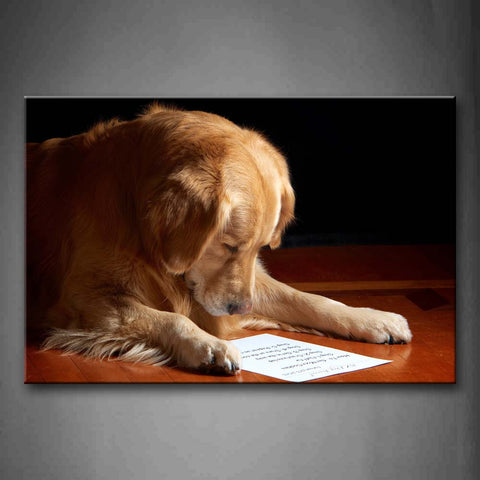 Golden Retriever Lie On Desk To Watch A Paper Wall Art Painting The Picture Print On Canvas Animal Pictures For Home Decor Decoration Gift 