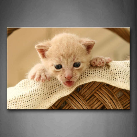 Yellow Cat Want To Climb Out Basket  Wall Art Painting The Picture Print On Canvas Animal Pictures For Home Decor Decoration Gift 