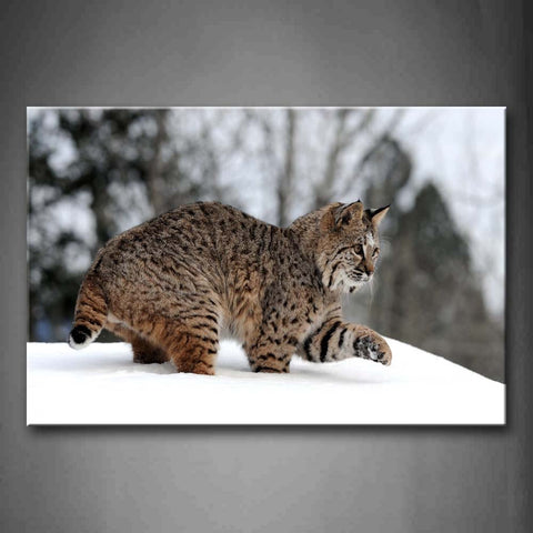 Lynx Play On Snowfield Tree Wall Art Painting The Picture Print On Canvas Animal Pictures For Home Decor Decoration Gift 