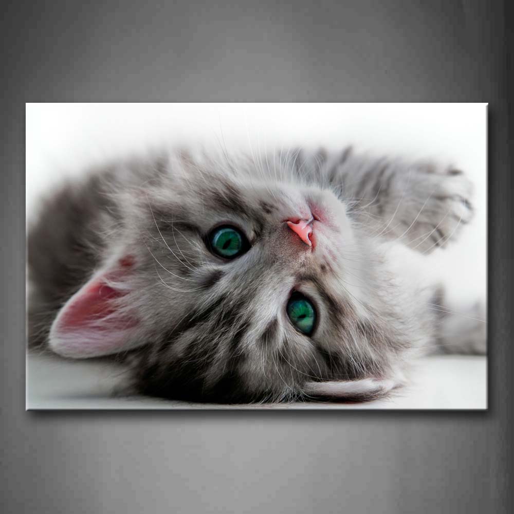 Cute Cat Lie On White Land Wall Art Painting The Picture Print On Canvas Animal Pictures For Home Decor Decoration Gift 