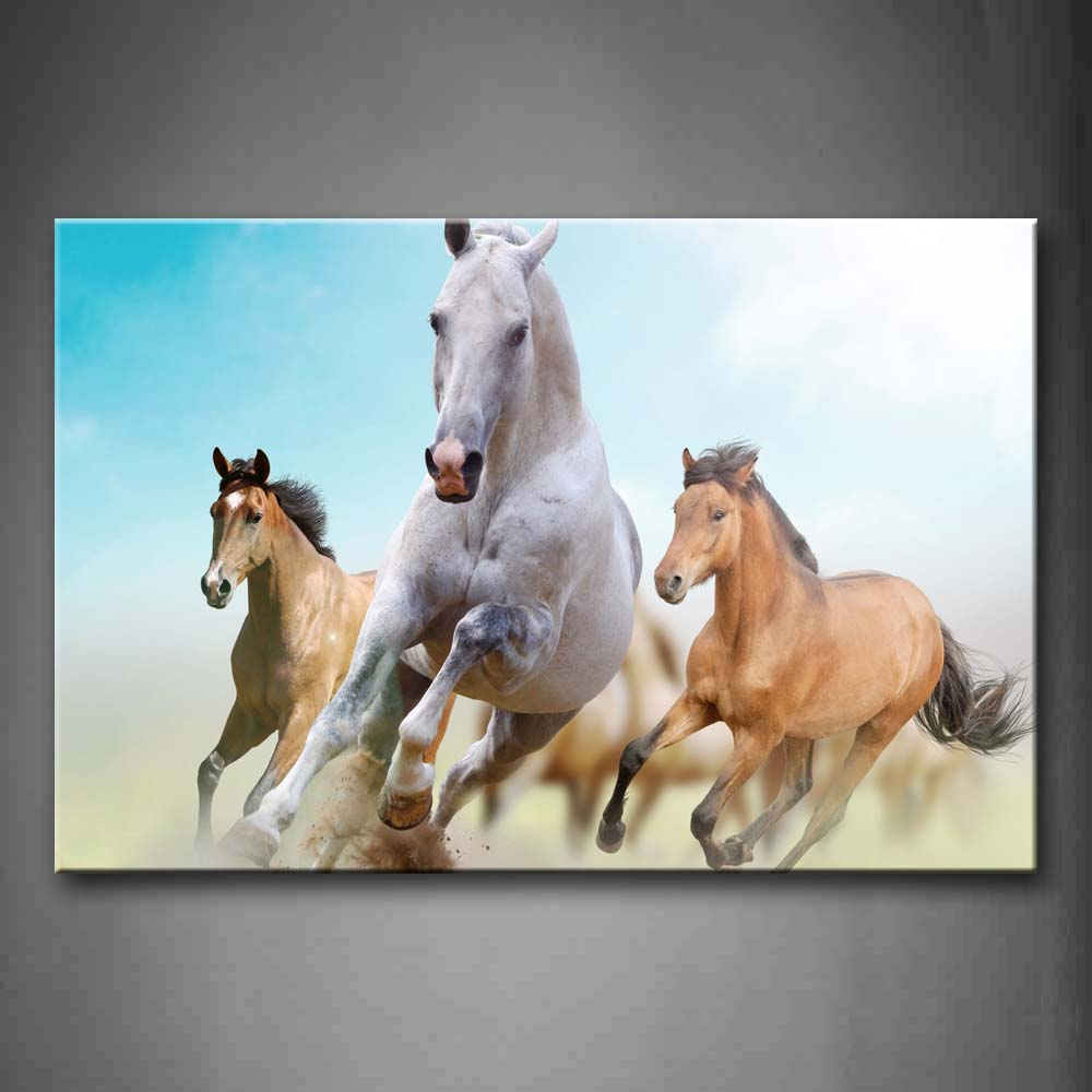 Horses Are Running Mud  Wall Art Painting Pictures Print On Canvas Animal The Picture For Home Modern Decoration 