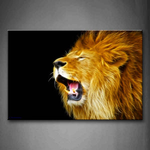 Abstract Lion Head Golden Wall Art Painting The Picture Print On Canvas Animal Pictures For Home Decor Decoration Gift 