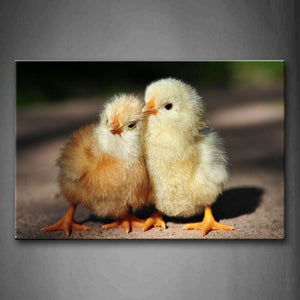 Two Cute Chicken Stand Closely On Land  Wall Art Painting The Picture Print On Canvas Animal Pictures For Home Decor Decoration Gift 