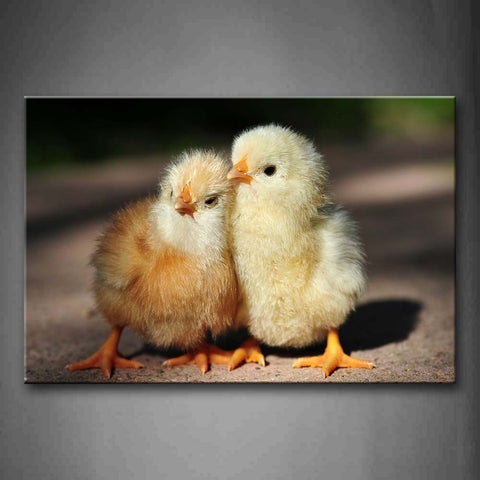 Two Cute Chicken Stand Closely On Land  Wall Art Painting The Picture Print On Canvas Animal Pictures For Home Decor Decoration Gift 