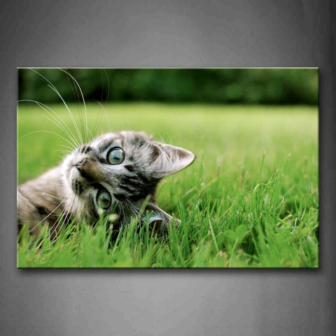 Cat Lie Down On Grass Head Wall Art Painting The Picture Print On Canvas Animal Pictures For Home Decor Decoration Gift 