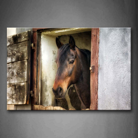 Horse In Stable Only Expose Head Wall Art Painting Pictures Print On Canvas Animal The Picture For Home Modern Decoration 