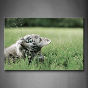 Cat Lie On Grass Head Wall Art Painting Pictures Print On Canvas Animal The Picture For Home Modern Decoration 