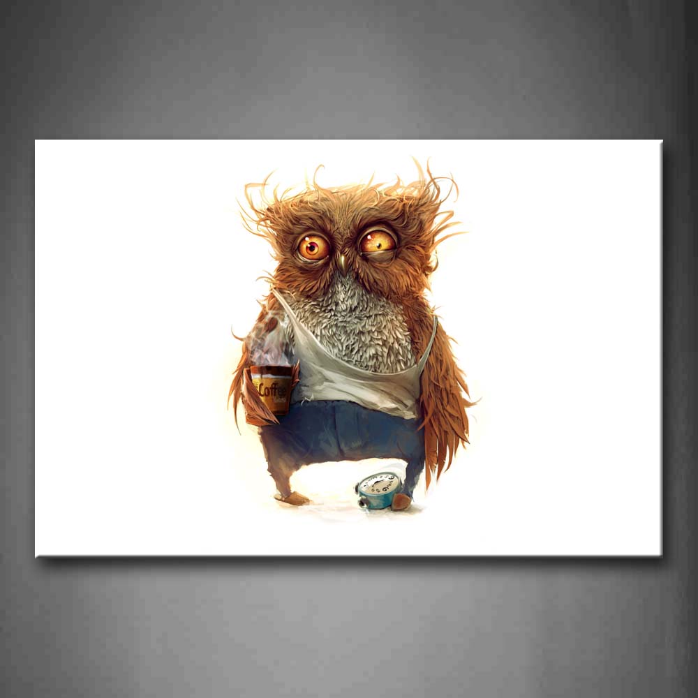 Artistic Owl Wear Cloth In White Background Wall Art Painting Pictures Print On Canvas Animal The Picture For Home Modern Decoration 