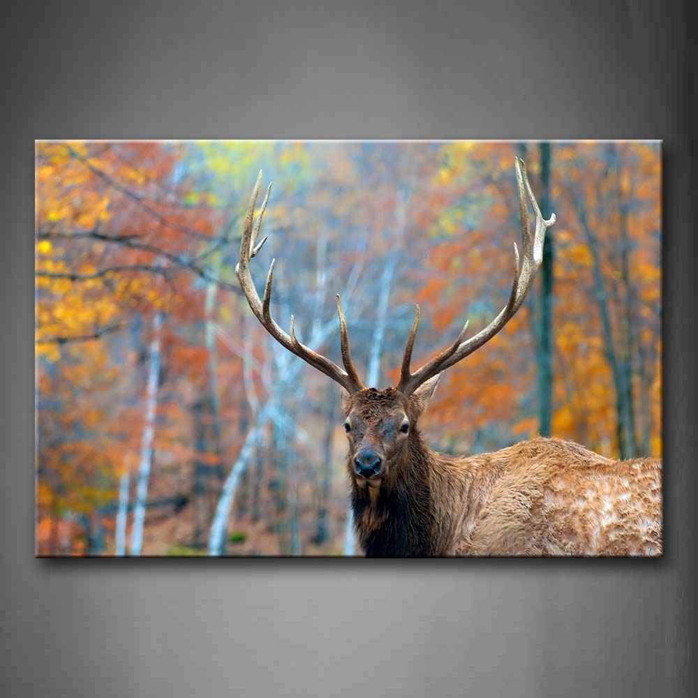 Elk In Forest Autumn  Wall Art Painting The Picture Print On Canvas Animal Pictures For Home Decor Decoration Gift 