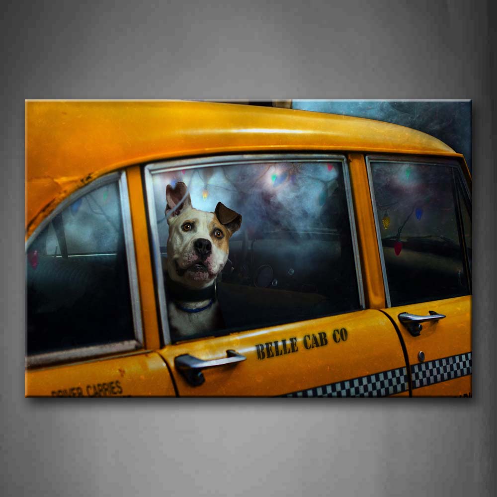 Brown Dog In Car Look Outside Wall Art Painting Pictures Print On Canvas Animal The Picture For Home Modern Decoration 