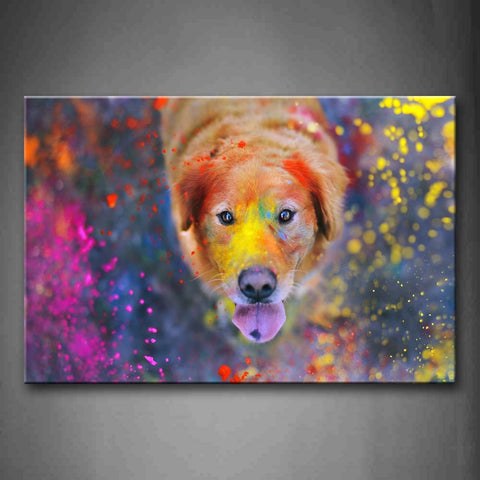 Colorful Dog Raise Head Look Up Pigment Wall Art Painting Pictures Print On Canvas Animal The Picture For Home Modern Decoration 