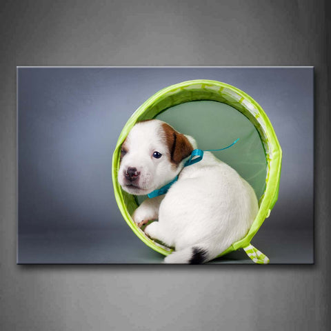 White Dog In Green Circle Wall Art Painting Pictures Print On Canvas Animal The Picture For Home Modern Decoration 