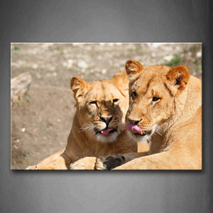 Lions Sit On Mud Land Wall Art Painting The Picture Print On Canvas Animal Pictures For Home Decor Decoration Gift 