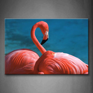 Flamingos  In Blue Background Wall Art Painting Pictures Print On Canvas Animal The Picture For Home Modern Decoration 