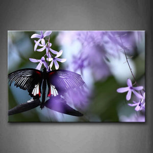 Butterfly Mate On Purple Near Flower Wall Art Painting The Picture Print On Canvas Animal Pictures For Home Decor Decoration Gift 