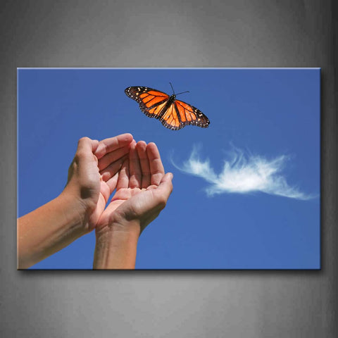 Hand Release Butterfly Blue Sky Wall Art Painting The Picture Print On Canvas Animal Pictures For Home Decor Decoration Gift 