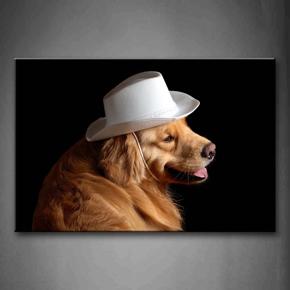 Yellow Dog Wear White Cap Wall Art Painting The Picture Print On Canvas Animal Pictures For Home Decor Decoration Gift 