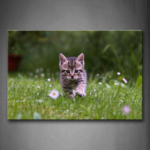 Cat Walk In Grass Flower Wall Art Painting The Picture Print On Canvas Animal Pictures For Home Decor Decoration Gift 