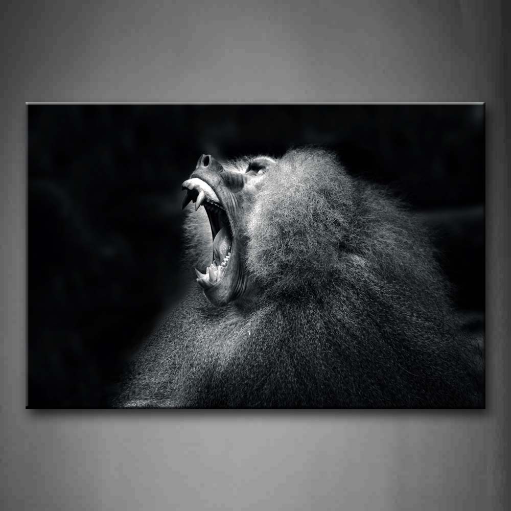 Black And White Monkey Howl Portrait At Night Wall Art Painting The Picture Print On Canvas Animal Pictures For Home Decor Decoration Gift 