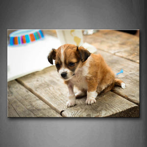 Puppy Sit On Plank  Wall Art Painting The Picture Print On Canvas Animal Pictures For Home Decor Decoration Gift 