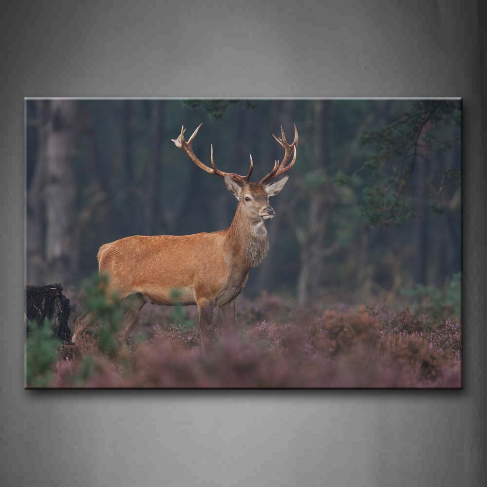 Deer Stand In Forest Plant Wall Art Painting Pictures Print On Canvas Animal The Picture For Home Modern Decoration 