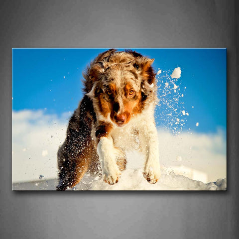 Dog Run On Snowfield  Wall Art Painting The Picture Print On Canvas Animal Pictures For Home Decor Decoration Gift 