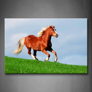 Yellow Horse Run On Lawn Wall Art Painting The Picture Print On Canvas Animal Pictures For Home Decor Decoration Gift 