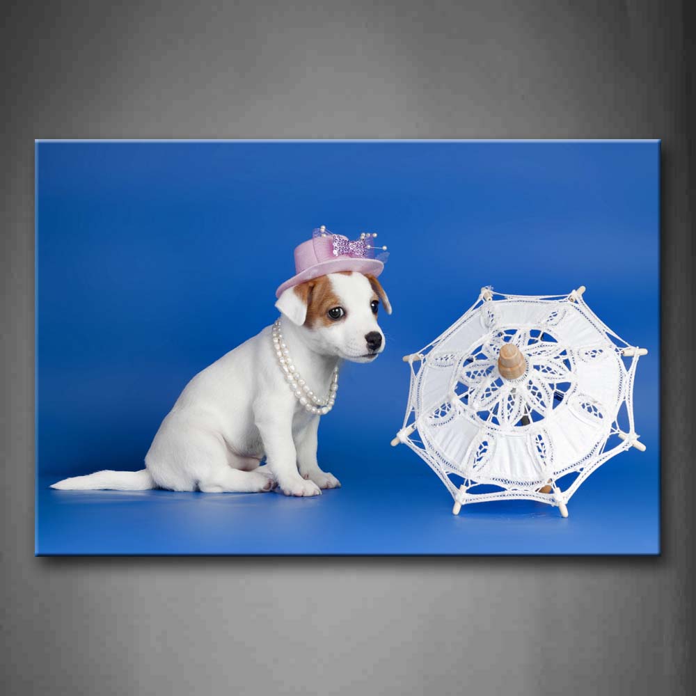 Blue Dog Wear Cap Near Umbrella Wall Art Painting The Picture Print On Canvas Animal Pictures For Home Decor Decoration Gift 