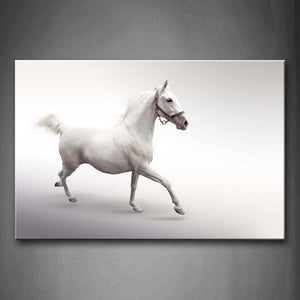 White  Horse Run On The Land Wall Art Painting The Picture Print On Canvas Animal Pictures For Home Decor Decoration Gift 