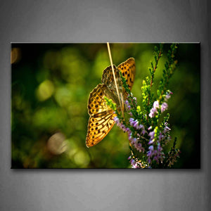 Yellow Butterfly Stand On Purple Flower Wall Art Painting The Picture Print On Canvas Animal Pictures For Home Decor Decoration Gift 