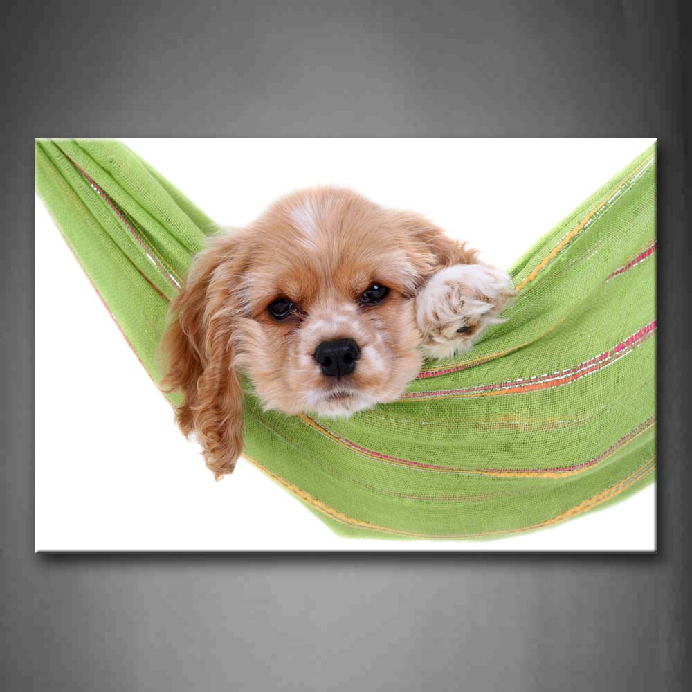 Yellow Dog Lie In A Hammock Wall Art Painting Pictures Print On Canvas Animal The Picture For Home Modern Decoration 